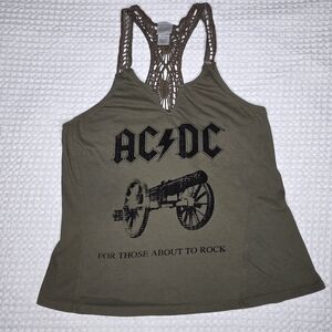 AC/DC “For Those About To Rock” Womens Medium Racerback Crochet Back Tank Top